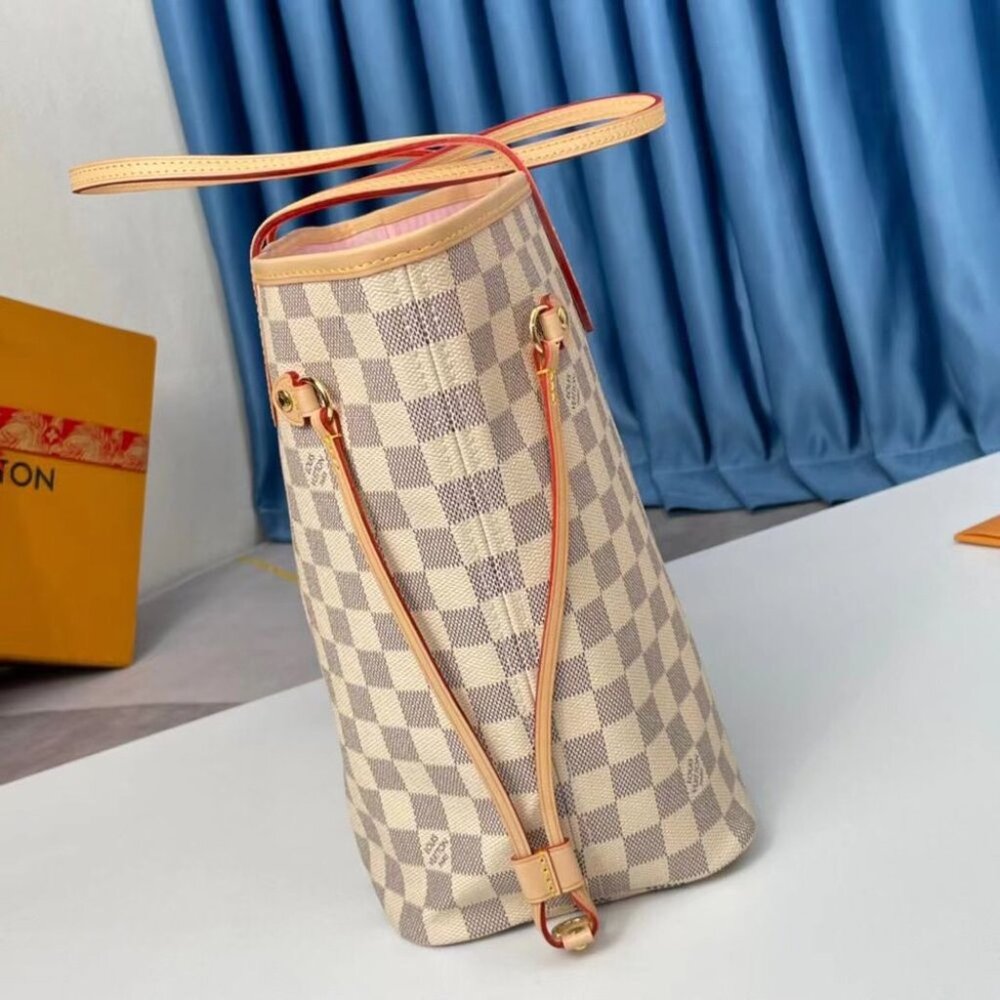 Louis Vuitton Neverfull Checkerboard Handheld Shoulder Bag Cherry Blossom Pink - Picture 3 of 7